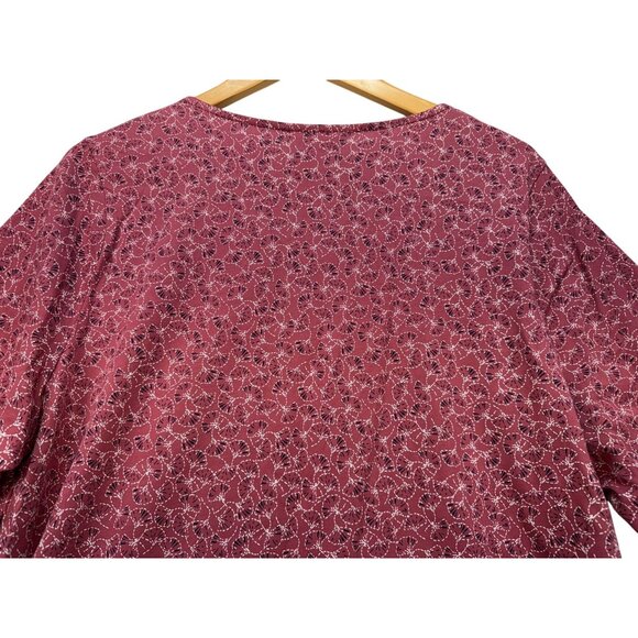 Cj Banks Womens V-Neck 3/4 Sleeve Top Blouse Size X Rose Patterned Casual - Picture 9 of 10